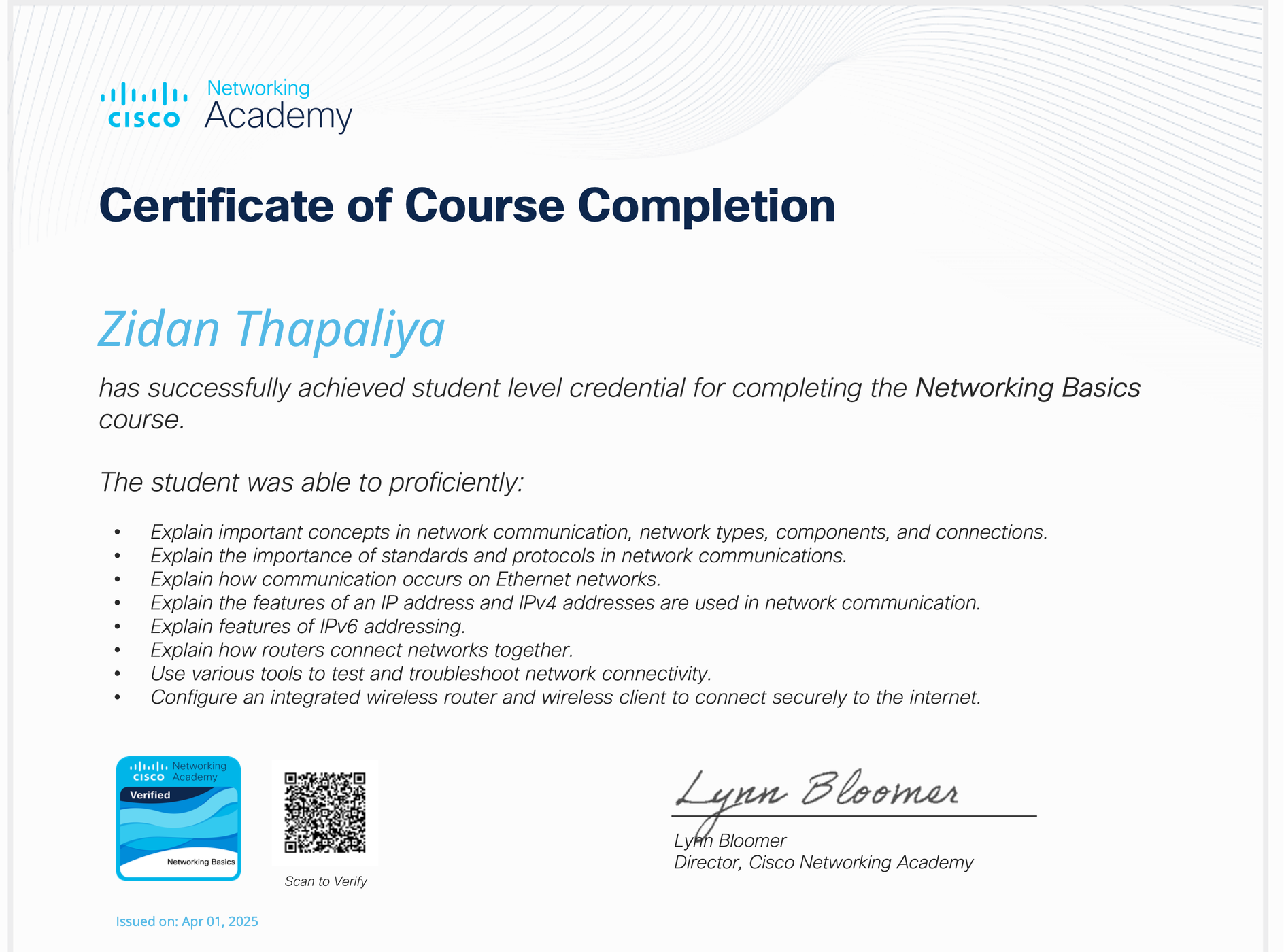 Certificate 1